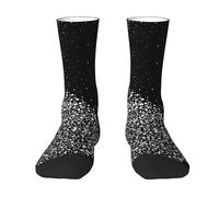 CKGODGF 1 paire de chaussettes mi-tube décontractées avec imprimé paillettes noires et blanches, chaussettes amusantes de couleur contrastée, jolies chaussettes mi-tube, blanc, Taille unique