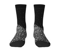 CKGODGF 1 paire de chaussettes mi-tube décontractées avec imprimé paillettes noires et blanches, chaussettes amusantes de couleur contrastée, jolies chaussettes mi-tube, 2 Noir-1, Taille unique