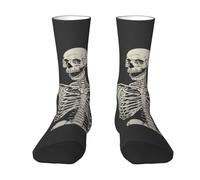 CKGODGF 1 paire de chaussettes mi-tube décontractées avec motif tête de mort, rock roll, squelette et os, 2 Noir-2, Taille unique