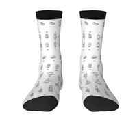 CKGODGF 1 paire de chaussettes mi-tube décontractées imprimées en langue des signes. Chaussettes amusantes de couleur contrastée, 2 Noir-1, Taille unique
