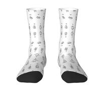 CKGODGF 1 paire de chaussettes mi-tube décontractées imprimées en langue des signes. Chaussettes amusantes de couleur contrastée, 2 Noir-2, Taille unique