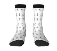 CKGODGF 1 paire de chaussettes mi-tube décontractées imprimées en langue des signes. Chaussettes amusantes de couleur contrastée, 3 noir, Taille unique