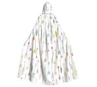 CKGODGF Art coloré dessiné à la main avec flèches de style bohème imprimé costumes de carnaval, cosplay, capes de fête, capes à capuche pour adultes, robes de magicien, cape décorative