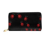 CKGODGF Art Ladybug Tracks Portefeuilles en cuir pour femme Porte-cartes de crédit Fermeture éclair Portefeuilles Pochette de voyage