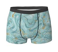 CKGODGF Azurite Teal And Foil Gold Oil Marble Pattern Print Men Breathable Boxer Slip Slip pour homme, ceinture élargie, sous-vêtements doux et doux pour la peau - 1 pièce, Noir , M