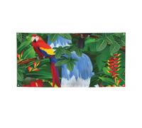 Ckgodgf Bannières et drapeaux de vacances en polyester imprimé ara et toucan de forêts tropicales américaines, plusieurs tailles.