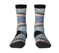 CKGODGF Beach Maui Hawaii Sunset Sea Waves Clouds Print Nouveauté Casual Mi-Tube Chaussettes Fun Couleurs Contrastées Chaussettes Mi-Tube Mi-Tube Mi-Tube - 1 Paire, 3 noir, Taille unique