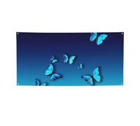 Ckgodgf Belles bannières et drapeaux de vacances en polyester imprimé papillon bleu, plusieurs tailles.