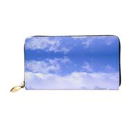 CKGODGF Blue Sky White Snow Mountain View Print Portefeuille long en cuir tendance pour homme et femme avec fermeture éclair, convient pour les voyages