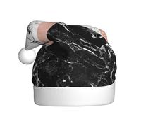 CKGODGF Chapeau de Noël tendance et unique avec imprimé marbre noir et blanc, chapeau de Père Noël rétro, chapeau classique en peluche pour fête du Nouvel An