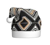 CKGODGF Chapeau de Noël tendance et unique avec imprimé zigzag noir blanc brun clair, chapeau de Père Noël rétro, chapeau classique en peluche pour fête du Nouvel An