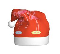 CKGODGF Chapeau de Noël tendance et unique imprimé flamants roses, chapeau de Père Noël rétro, chapeau classique en peluche pour fête du Nouvel An