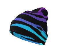 CKGODGF Chapeaux d'hiver chauds pour hommes et femmes - Motif rayures zèbre - Violet - Bleu vert - Camouflage - Bonnet tendance, Noir , Taille unique