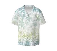 CKGODGF Chemise décontractée décontractée à manches courtes pour homme avec imprimé algues vertes et bleues, Noir , XL