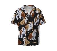 CKGODGF Chemise décontractée décontractée à manches courtes pour homme avec imprimé bouledogues anglais, Noir , M