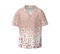 CKGODGF Chemise décontractée décontractée à manches courtes pour homme avec imprimé paillettes or rose, Noir , 4XL