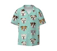 CKGODGF Chemise décontractée décontractée à manches courtes pour homme, imprimé bouledogue anglais amusant, chemise décontractée pour la plage, Noir , L