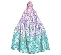 CKGODGF Costumes de carnaval sirène rose pastel violet aqua imprimé thé, capes de fête, capes à capuche pour adulte, robes de sorcière, capes tendance, robe de cosplay