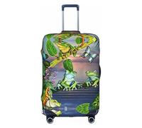 CKGODGF De nombreuses grenouilles chantent sur les branches, housse de bagage élastique avec fermeture éclair, motif papillons et lacs., blanc, XL
