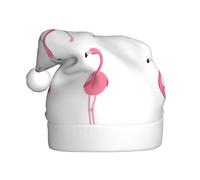 CKGODGF Flamants roses sur blanc imprimé chapeau de Noël tendance et unique, chapeau de Père Noël rétro, chapeau classique en peluche pour fête du Nouvel An