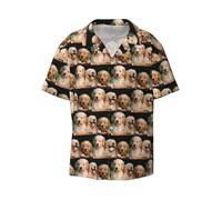 CKGODGF Golden Retriever - Chemise décontractée décontractée à manches courtes pour homme - Imprimé chiens et chiots, Noir , XXL