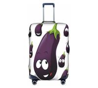 CKGODGF Housse de bagage élastique avec imprimé aubergine de dessin animé, housse de bagage personnalisée avec fermeture éclair., blanc, M