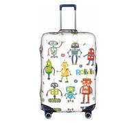 CKGODGF Housse de bagage élastique avec imprimé de robots de dessin animé, housse de bagage personnalisée avec fermeture éclair., blanc, M