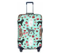 CKGODGF Housse de bagage élastique imprimée caniche, housse de bagage personnalisée avec fermeture éclair., blanc, XL