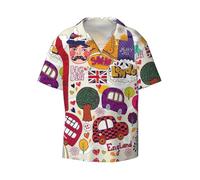 CKGODGF Journal scolaire en anglais imprimé à manches courtes pour homme, chemise décontractée pour l'été, la plage, chemise décontractée, Noir , 3XL