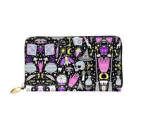 CKGODGF Magic Witchcraft Portefeuille en cuir pour femme avec fermeture éclair et motif bohémien