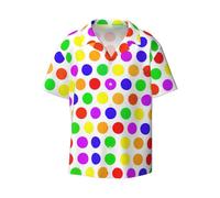 CKGODGF Magnifique imprimé à pois pour homme, manches courtes, chemise décontractée pour l'été, la plage, la plage, les chemises habillées, Noir , XL