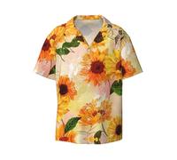 CKGODGF Magnifique imprimé tournesol à manches courtes pour homme, chemise décontractée pour l'été, la plage, la plage, les chemises habillées, Noir , XXL