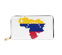 CKGODGF Portefeuille en cuir avec imprimé drapeau du Venezuela pour femmes, porte-cartes de crédit, fermeture éclair, pochettes de voyage