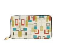 CKGODGF Portefeuille en cuir imprimé moderne du milieu du siècle pour femmes avec porte-cartes de crédit, fermeture éclair, pochettes de voyage
