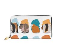 CKGODGF Portefeuille long en cuir avec fermeture éclair pour homme et femme Motif cochon d'Inde