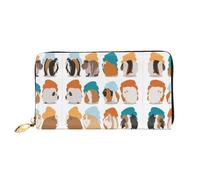 CKGODGF Portefeuilles en cuir pour femme avec motif de cochon d'Inde et fermeture éclair