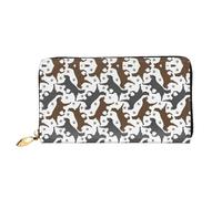 CKGODGF Trotting Portefeuille long en cuir avec fermeture éclair Motif empreintes de pattes de Retrievers Plat Pour homme et femme