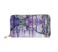 CKGODGF Wisteria Portefeuille long en cuir avec fermeture éclair pour homme et femme Motif fleurs de rêve Idéal pour les voyages
