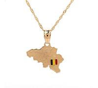 Ckieosh Collier Mappemonde Pendentif - Belgique Carte Pendentif Collier Royaume De Belgique Drapeau National Charme Bijoux Femmes Hommes Charme Chaîne Mince Cadeau d'anniversaire