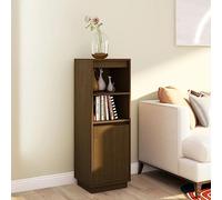 CKioict Armoire vitrine multi-usages - Buffet haut - Marron miel - 37 x 34 x 110 cm - Bois de pin massif - Pour cuisine, salon, salle à manger