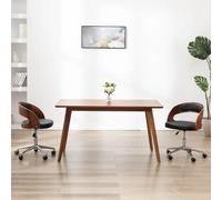 CKioict Chaise de bureau, salle à manger, moderne, pivotante, en bois de bug et cuir synthétique, pour salle à manger, cuisine, comptoir, bar Noir