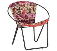 CKioict Chaise en tissu chindi multicolore avec tabouret, fauteuil lounge pour salon, bureau