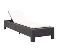 CKioict Chaise longue de balcon - Chaise longue de plage - Avec coussin - En polyrotin - Noir - Pour jardin, pelouse, terrasse