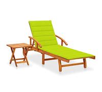 CKioict Chaise longue de plage pour balcon - Meuble d'extérieur - Chaise longue avec table et coussin en bois d'acacia massif - Pour jardin, terrasse et balcon