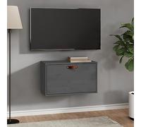 CKioict Étagère murale pour cuisine, DVD, armoire murale, gris, 60 x 30 x 35 cm, bois massif de pin pour salon, cuisine, salle de bain