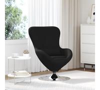 CKioict Fauteuil à oreilles en tissu noir avec tabouret pour bureau, salon