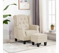 CKioict Fauteuil avec repose-pieds en tissu crème - Pour l'intérieur du salon