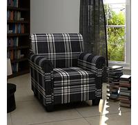 CKioict Fauteuil de lecture, fauteuil à cocktail, moderne, rembourré, avec coussin d'assise, en tissu noir, convient pour le bureau, la chambre à coucher, le bureau