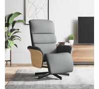 CKioict Fauteuil de lecture, fauteuil de cocktail, fauteuil rembourré, moderne, avec repose-pieds en tissu gris clair, convient pour le bureau, la chambre à coucher, le bureau