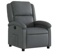 CKioict Fauteuil de lecture, fauteuil de cocktail, fauteuil rembourré, moderne, en cuir synthétique, gris, convient pour le bureau, la chambre à coucher, le bureau